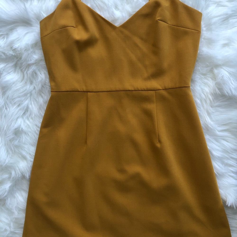 French Connection Mustard Strapless Mini Dress